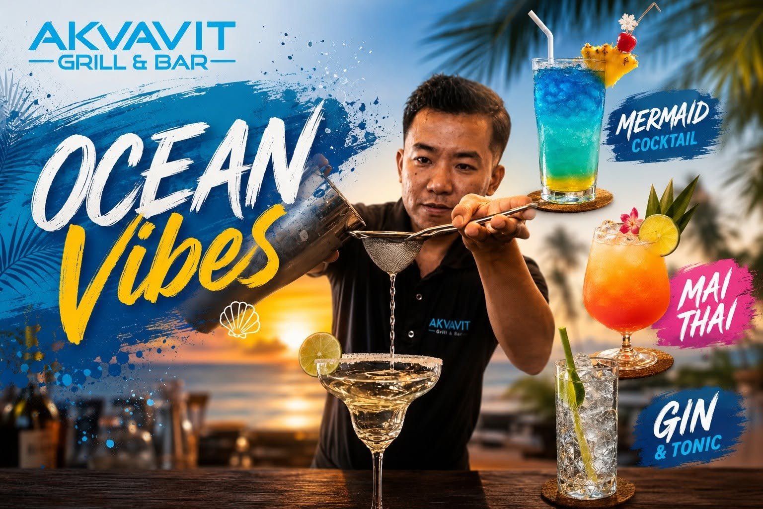 Cocktails at the bar